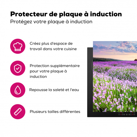 Protège-plaque à induction - Fleurs - Lavande - Violet - Ciel - Coucher de soleil - Prairie - Nature-3