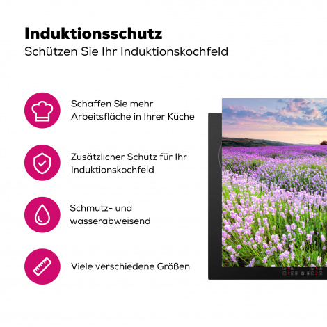 Herdabdeckplatte - Blumen - Lavendel - Lila - Himmel - Sonnenuntergang - Wiese - Natur-3