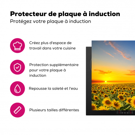 Protège-plaque à induction - Fleurs - Tournesol - Coucher de soleil - Nuit - Orange-3