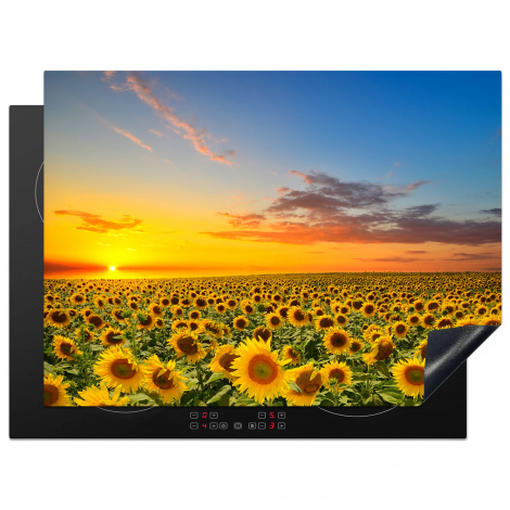 Herdabdeckplatte - Blumen - Sonnenblume - Sonnenuntergang - Nacht - Orange