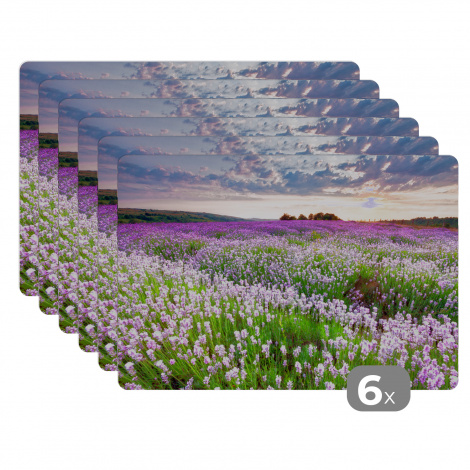 Tischset (6er Set) - Blumen - Lila - Himmel - 45x30 cm-1