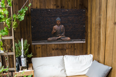 Tuinposter - Boeddha - Buddha beeld - Bruin - Spiritueel - Meditatie - Liggend-3