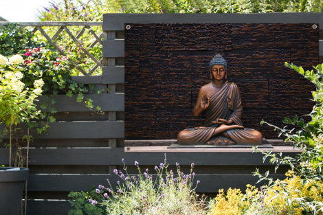 Tuinposter - Boeddha - Buddha beeld - Bruin - Spiritueel - Meditatie - Liggend-thumbnail-2