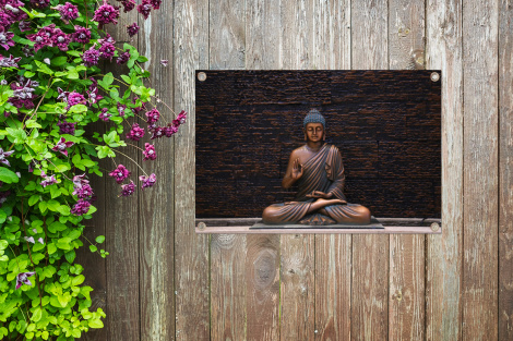 Tuinposter - Boeddha - Buddha beeld - Bruin - Spiritueel - Meditatie - Liggend-4