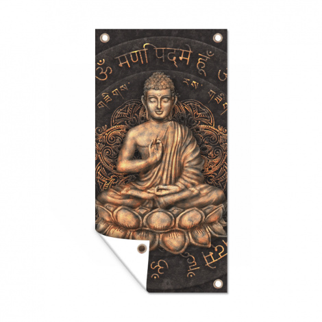 Tuinposter - Boeddha - Mantra - Meditatie - Spiritueel - Koper - Staand
