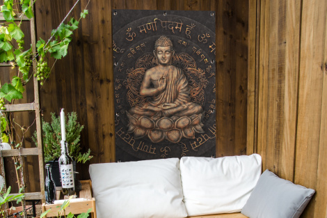 Tuinposter - Boeddha - Mantra - Meditatie - Spiritueel - Koper - Staand-4