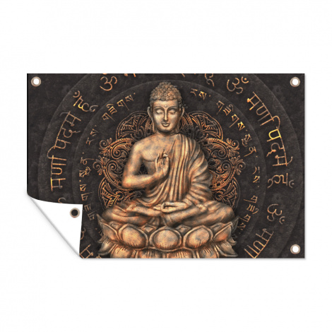 Tuinposter - Boeddha - Mantra - Meditatie - Spiritueel - Koper - Liggend