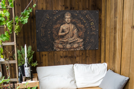 Tuinposter - Boeddha - Mantra - Meditatie - Spiritueel - Koper - Liggend-thumbnail-3