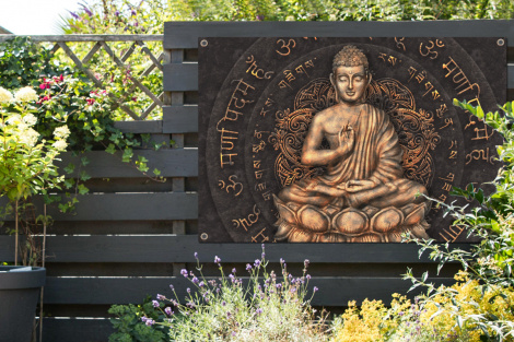 Tuinposter - Boeddha - Mantra - Meditatie - Spiritueel - Koper - Liggend-thumbnail-2