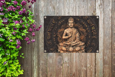 Tuinposter - Boeddha - Mantra - Meditatie - Spiritueel - Koper - Liggend-4