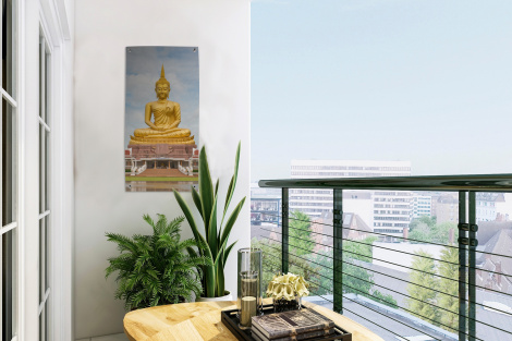 Tuinposter - Boeddha - Buddha beeld - Goud - Religie - Staand-3