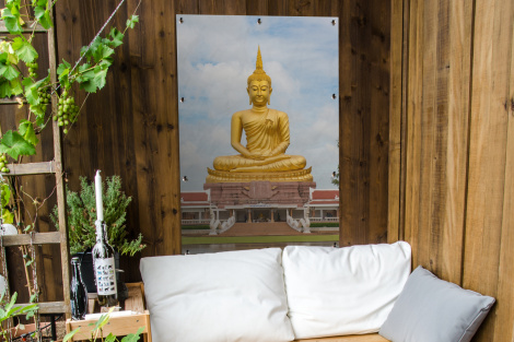 Tuinposter - Boeddha - Buddha beeld - Goud - Religie - Staand-thumbnail-4