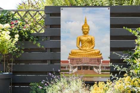 Tuinposter - Boeddha - Buddha beeld - Goud - Religie - Staand-thumbnail-2