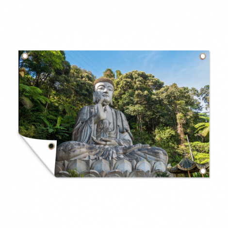 Tuinposter - Boeddha beelden - Jungle - Buddha - Spiritualiteit - Mediteren - Liggend