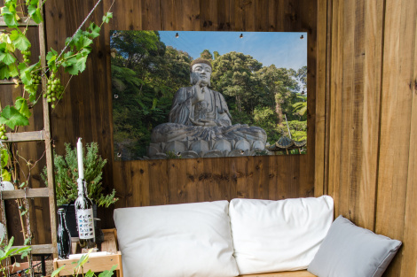 Tuinposter - Boeddha beelden - Jungle - Buddha - Spiritualiteit - Mediteren - Liggend-thumbnail-3