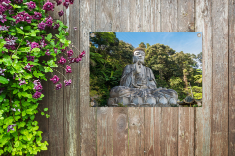 Tuinposter - Boeddha beelden - Jungle - Buddha - Spiritualiteit - Mediteren - Liggend-4