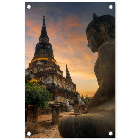 Tuinposter - Tempel - Zonsondergang - Boeddha beelden - Buddha - Staand-thumbnail-1