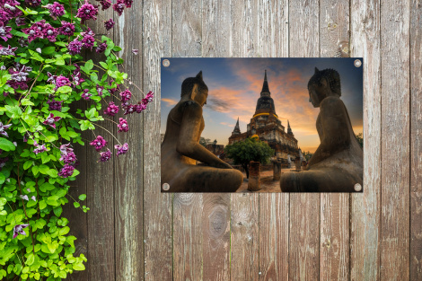 Tuinposter - Tempel - Zonsondergang - Boeddha beelden - Buddha - Liggend-thumbnail-4