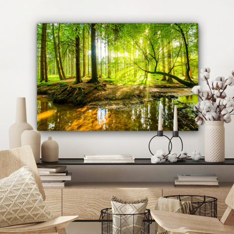 Canvas schilderij - Bos - Landschap - Water - Bomen - Zon-3