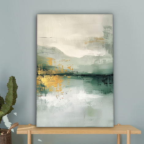 Canvas schilderij - Groen - Modern - Abstract - Goud-4