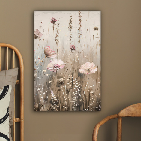 Leinwandbild - Blumen - Rosa - Modern - Beige-2