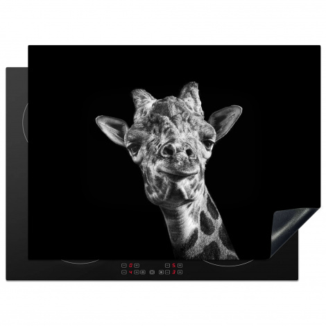 Inductiebeschermer - Giraffe tegen zwarte achtergrond in zwart-wit