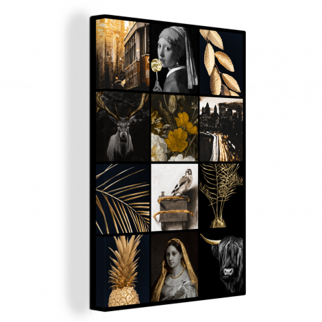 Leinwand - Collage - Gold - Kunst - Blumen