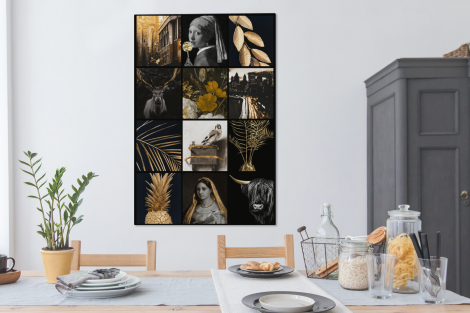 Canvas - Collage - Goud - Kunst - Bloemen-thumbnail-4