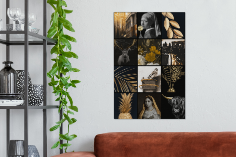 Canvas - Collage - Goud - Kunst - Bloemen-2