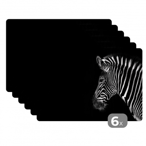 Premium placemats (6 stuks) - Zebra - Wilde dieren - Zwart - 45x30 cm-thumbnail-1