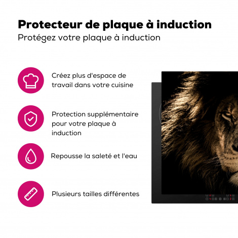 Protège-plaque à induction - Lion - Animaux - Noir - Portrait-3
