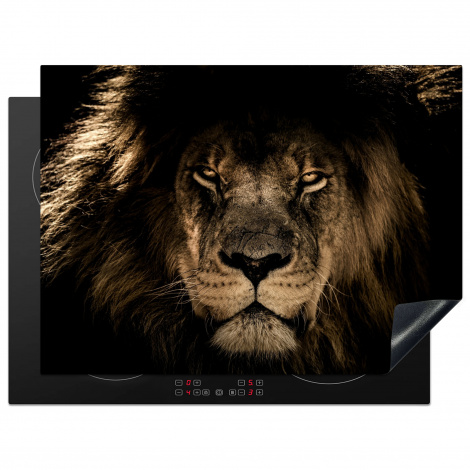 Protège-plaque à induction - Lion - Animaux - Noir - Portrait