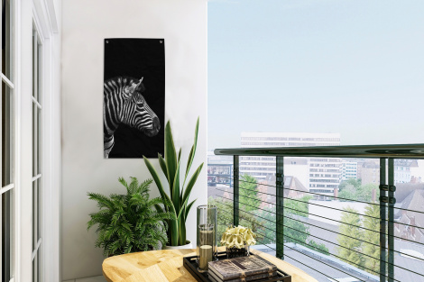Tuinposter - Zebra - Zwart - Wit - Portret - Dieren - Staand-thumbnail-3