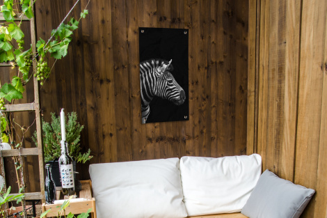 Tuinposter - Zebra - Zwart - Wit - Portret - Dieren - Staand-4