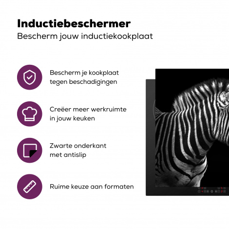 Inductiebeschermer - Zebra - Zwart - Wit - Portret - Dieren-3