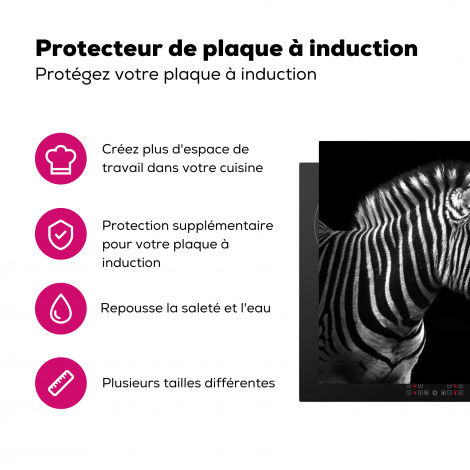 Protège-plaque à induction - Zèbre - Noir - Blanc - Portrait - Animaux-3