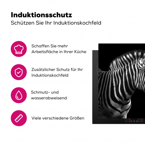 Herdabdeckplatte - Zebra - Schwarz - Weiß - Porträt - Tiere-3