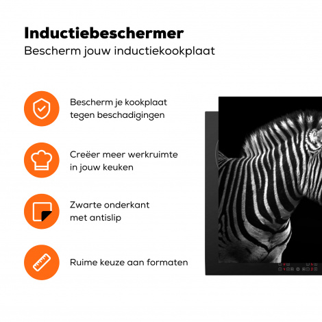 Inductiebeschermer - Zebra - Zwart - Wit - Portret - Dieren-3