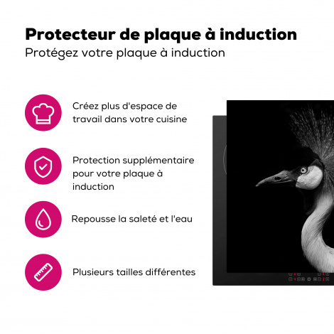 Protège-plaque à induction - Grue - Noir - Blanc - Oiseau - Animaux-3