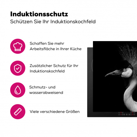 Herdabdeckplatte - Kranich - Schwarz - Weiß - Vogel - Tiere-3