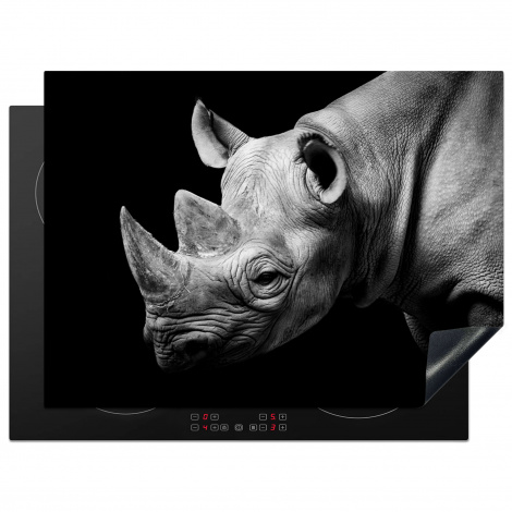 Protège-plaque à induction - Animaux - Rhinocéros - Noir - Blanc - Portrait
