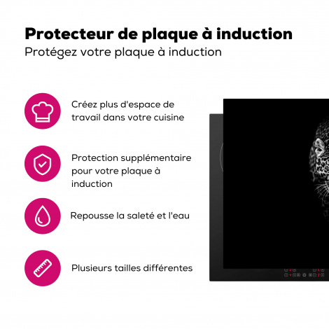 Protège-plaque à induction - Animaux - Noir - Léopard - Blanc - Sauvage-3