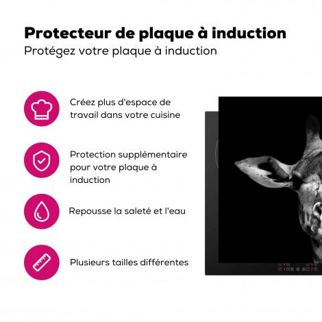 Protège-plaque à induction - Girafe - Portrait - Animaux - Noir - Blanc-3
