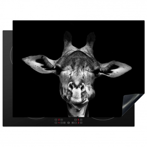 Protège-plaque à induction - Girafe - Portrait - Animaux - Noir - Blanc
