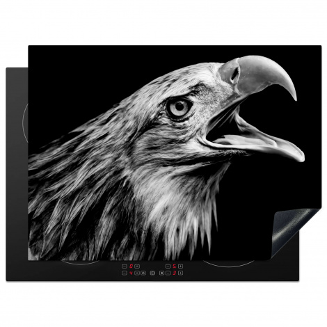 Protège-plaque à induction - Aigle - Portrait - Oiseaux de proie - Noir - Blanc - Oiseau