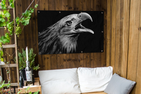 Tuinposter - Adelaar - Portret - Roofvogels - Zwart - Wit - Vogel - Liggend-thumbnail-3