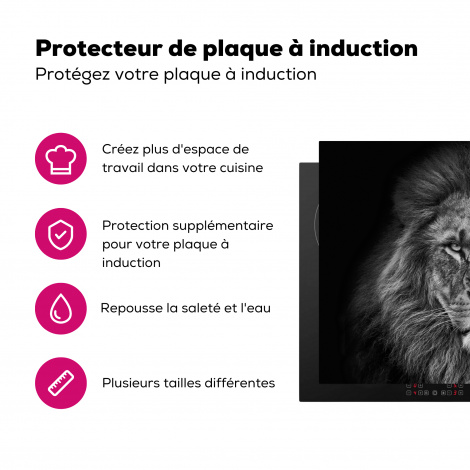 Protège-plaque à induction - Lion - Animaux - Noir - Blanc-3