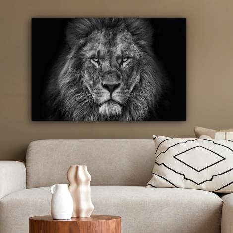 Canvas schilderij - Leeuw - Dieren - Zwart - Wit-2