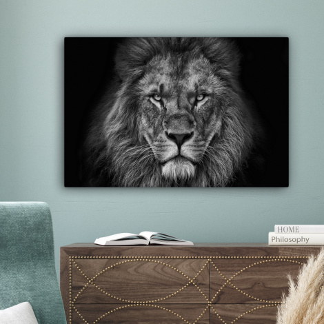 Canvas schilderij - Leeuw - Dieren - Zwart - Wit-4