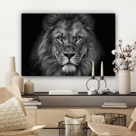 Canvas schilderij - Leeuw - Dieren - Zwart - Wit-3